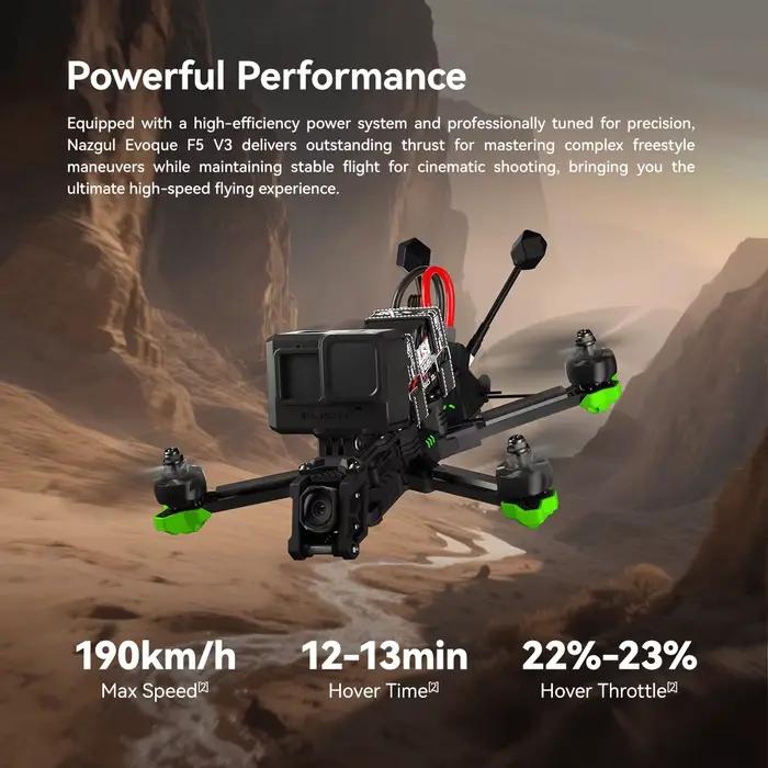 IFlight Nazgul Evoque F5 V3 O4 Pro 6S HD BNF FPV Drone commutable conception de cadre DC/X avec pile