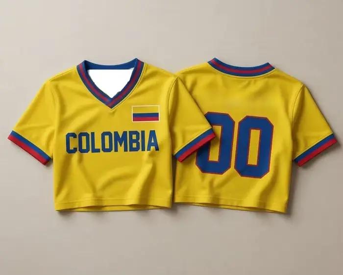 T-shirt de cheerleading imprimé football Colombie 2026 pour femme – Style danse mode estivale, haut