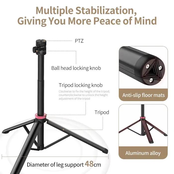 Trépied extensible Ulanzi MT-79 avec vis 1/4 ''pour appareil photo reflex numérique Smartphone, lumi