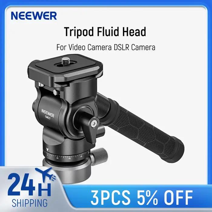 NEEWER trépied tête fluide tête inclinable panoramique en métal avec plaque Arca QR poignée télescop