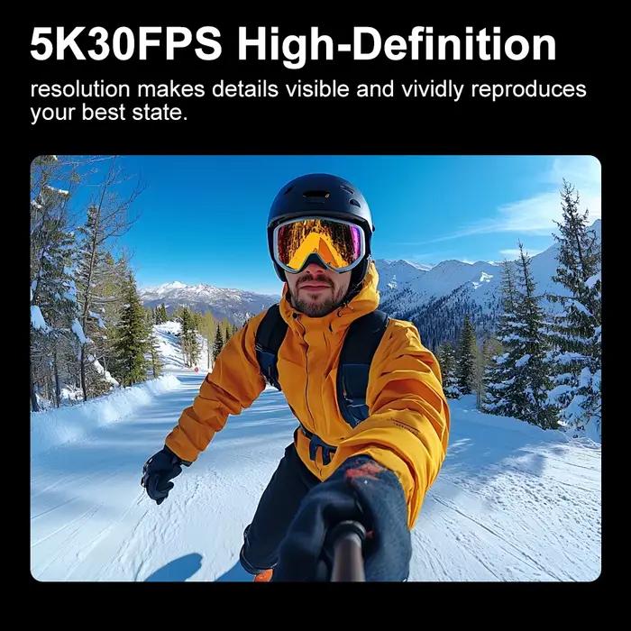 Caméra d'action Ourlife MTR41 5K 4K60FPS 5X Zoom 170 ° 30M étanche 2.0" IPS Touch LCD EIS WiFi cam
