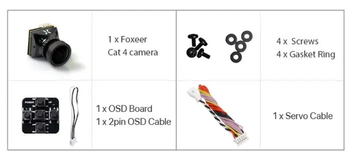 Foxeer Cat 4 Micro/Cat 4 Mini 1200TVL 0.00001Lux FPV caméra de nuit PAL/NTSC 4:3/16:9 capteur CMOS S