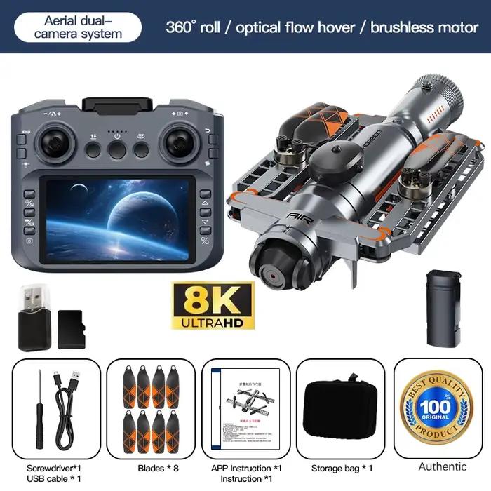 Caméra double HD professionnelle 5G sans balais 360° ° Drone RC Quadcopter 8K avec écran 4,3 pouce