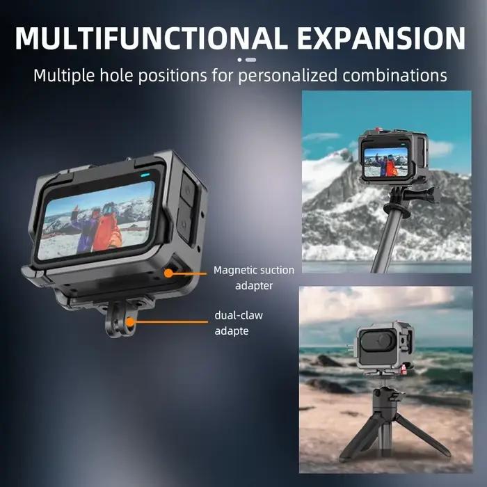 Flymile Cage Métallique pour Insta360 GO3S/GO3, Support de Fixation pour Caméra Sportive, Microphone