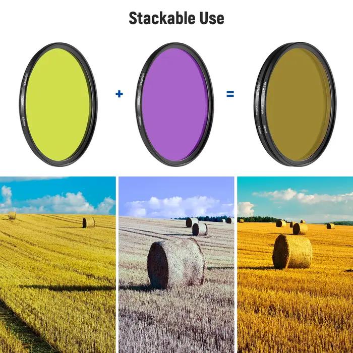 NEEWER 9 pièces ensemble de filtres d'objectif couleur filtres d'objectif en résine avec objectif d'