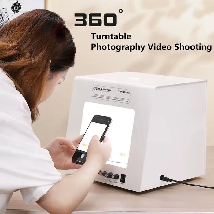 Nouveau SANOTO Photo Studio photographie boîte à lumière Softbox réglable plateau tournant pour bijo