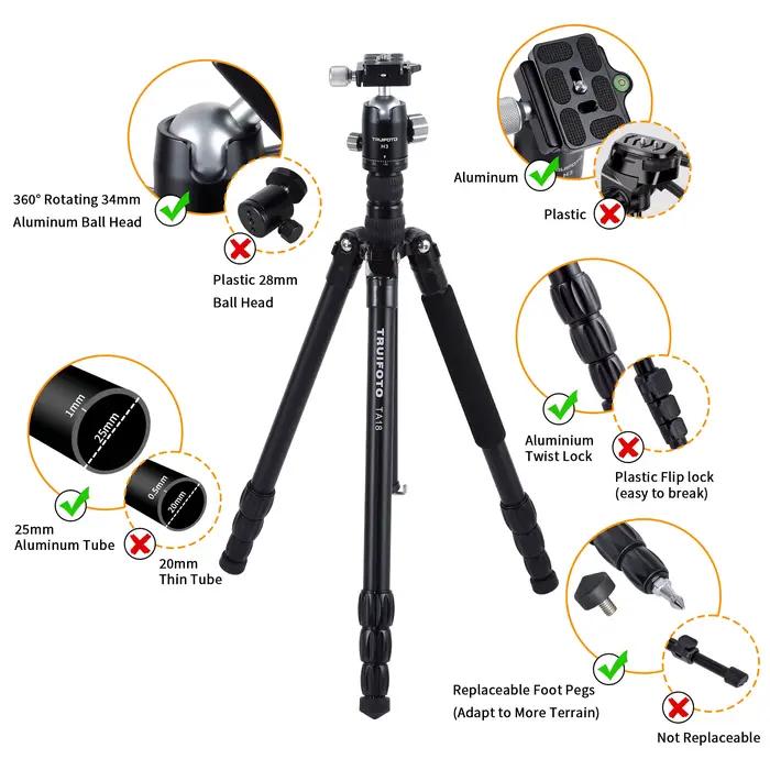 Trépied de voyage pour appareil photo reflex numérique, trépied de voyage, support d'appareil photo