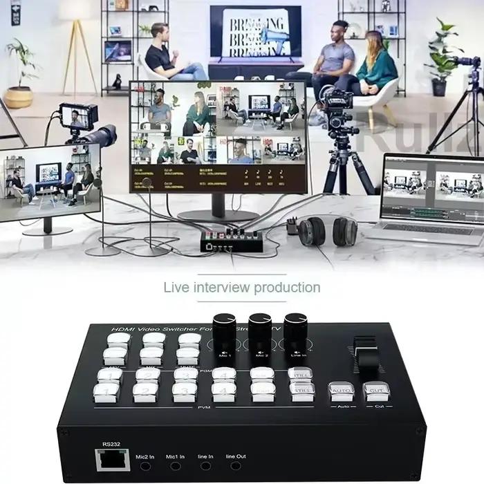 Commutateur de centre vidéo HDMI multi-caméras 4 canaux, capture vidéo, diffusion en direct, PGM Sea