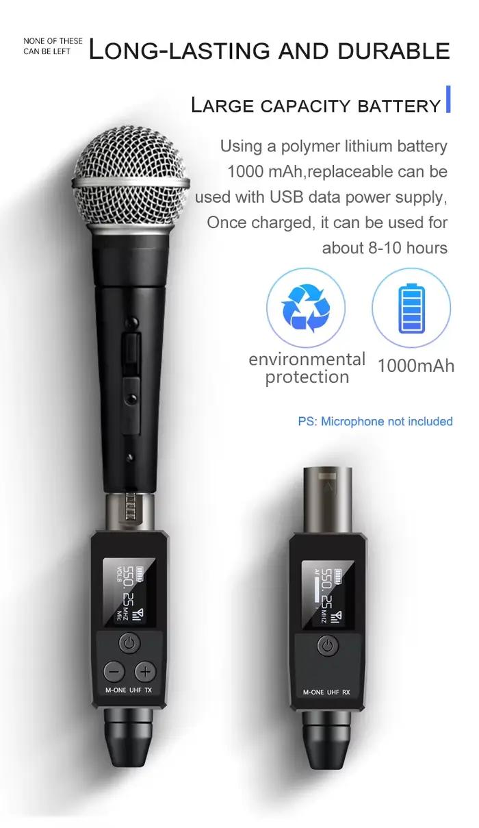 Émetteur et récepteur XLR de convertisseur de microphone sans fil UHF VK-38 pour le microphone dynam
