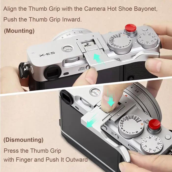 Haoge poignée de pouce en métal pour appareil photo Fujifilm X-E5 accessoires numériques xe5 chaussu