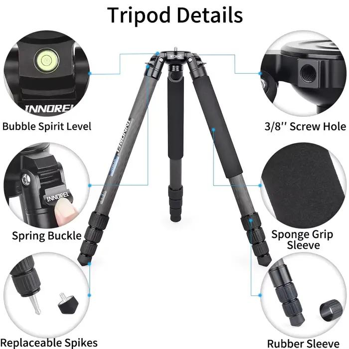 Trépied professionnel en Fiber de carbone NT364C, pour appareil photo DSLR, caméscope vidéo, robuste