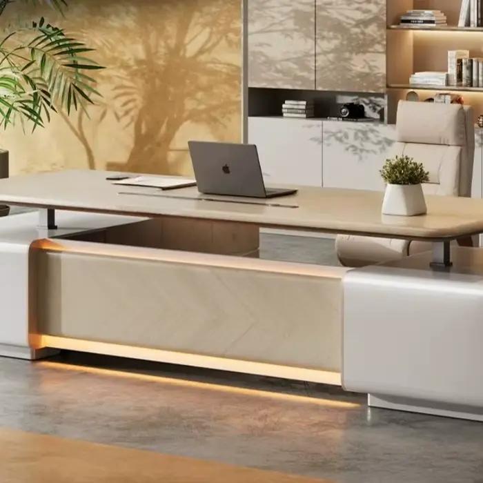 Bureau de direction moderne et élégant avec chaise, armoire et table réglable en hauteur – Combinaison bureau et poste de travail haut de gamme