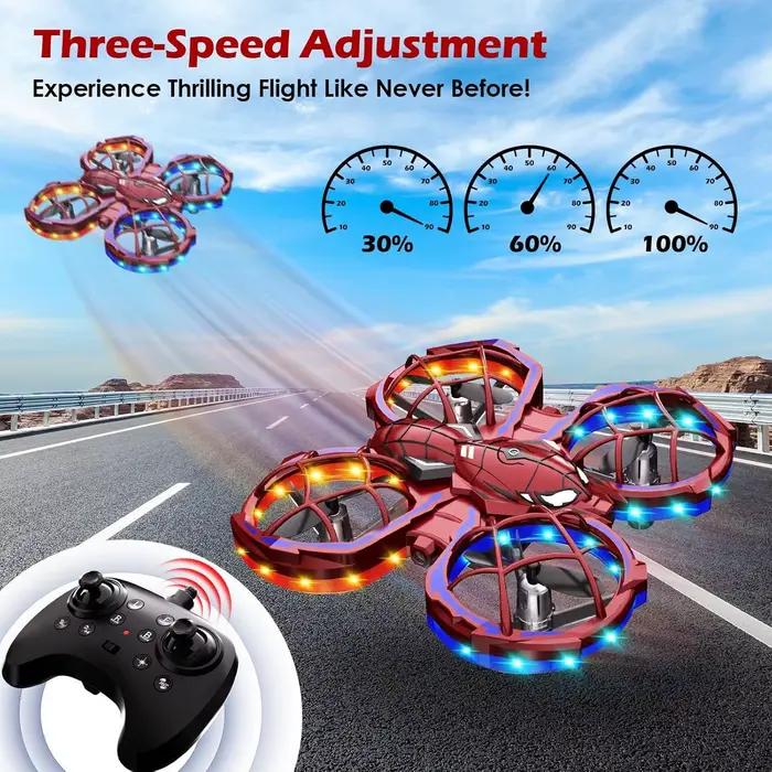 Drone Spider Modes 3 Vitesses Rouges Évitement Obstacles Mode Sans Tête Jouet Cadeau Enfant Occasions Spéciales Vol Extérieur Intérieur
