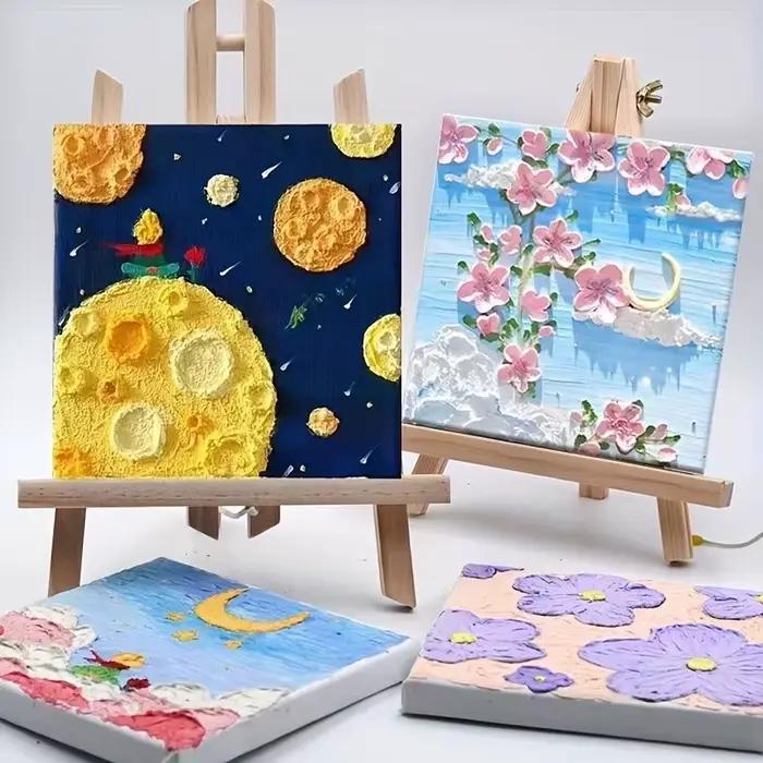 1 kit de peinture, 1 planche à dessin, 1 chevalet, 2 stylos, 6 couleurs de peinture, 1 palette, mini planche à dessin, peinture acrylique