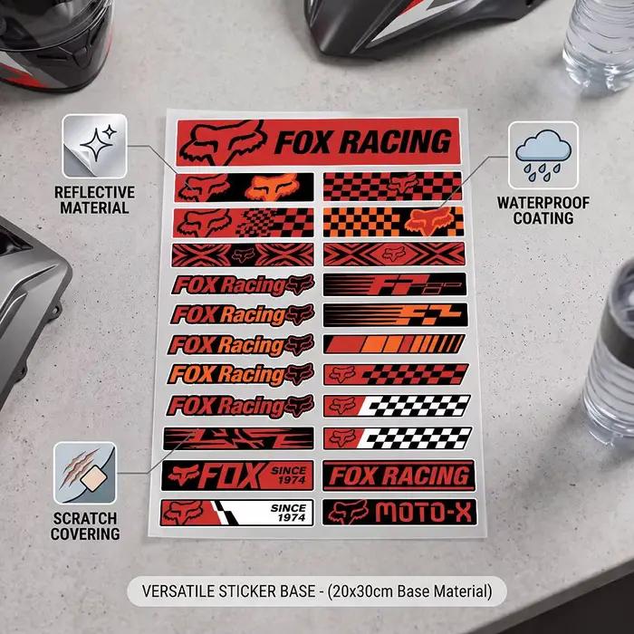 Autocollants universels réfléchissants et imperméables anti-rayures F-Fox R-Racing Fashion pour casque de moto, tasse, réfrigérateur