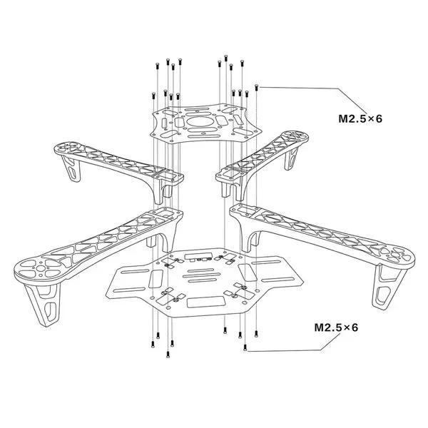 Cadre quadrirotor F450 avec PDB intégré-panneau plaqué or PCB