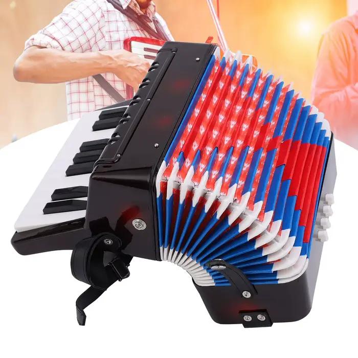 Clavier de piano musical accordéon noir, entraînement au mouvement pendant, 17 touches, 8 basses