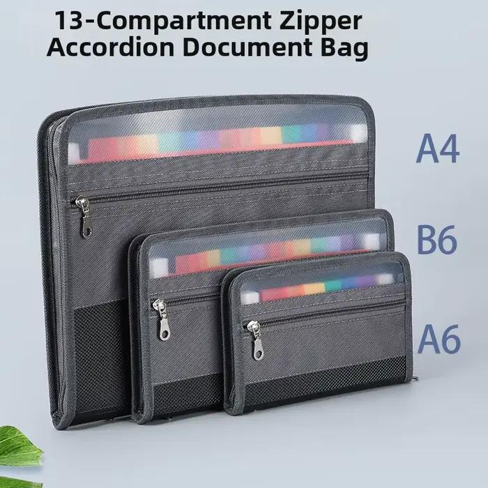Organisateur de fichiers accordéon avec fermeture éclair sûre, dossier extensible à 13 poches avec pochette à crayons avant, fournitures scolaires et de bureau