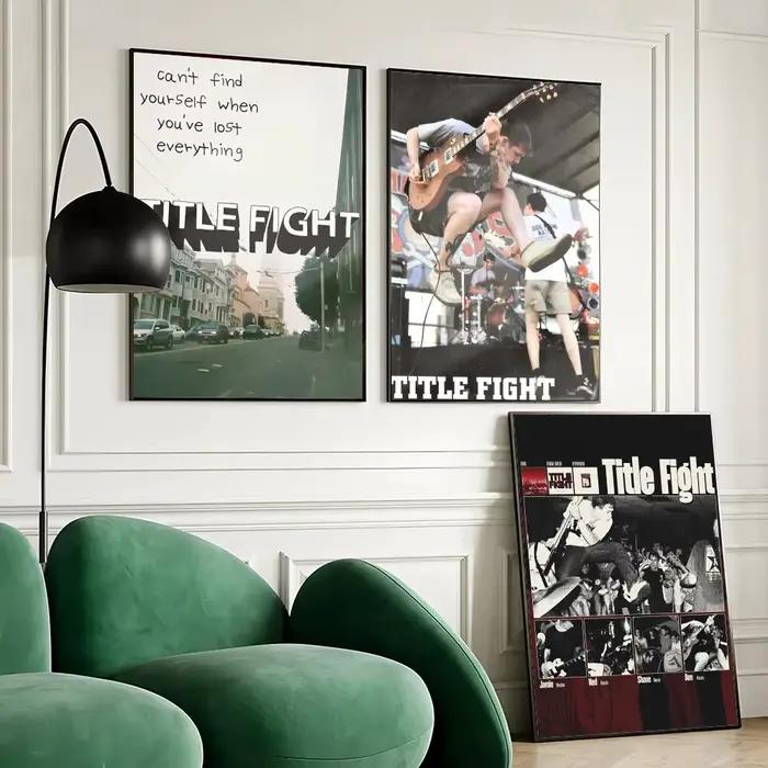 Affiche murale Rock T-Title Fight Band, autocollant mural auto-adhésif imperméable pour décoration de salon et de chambre à coucher