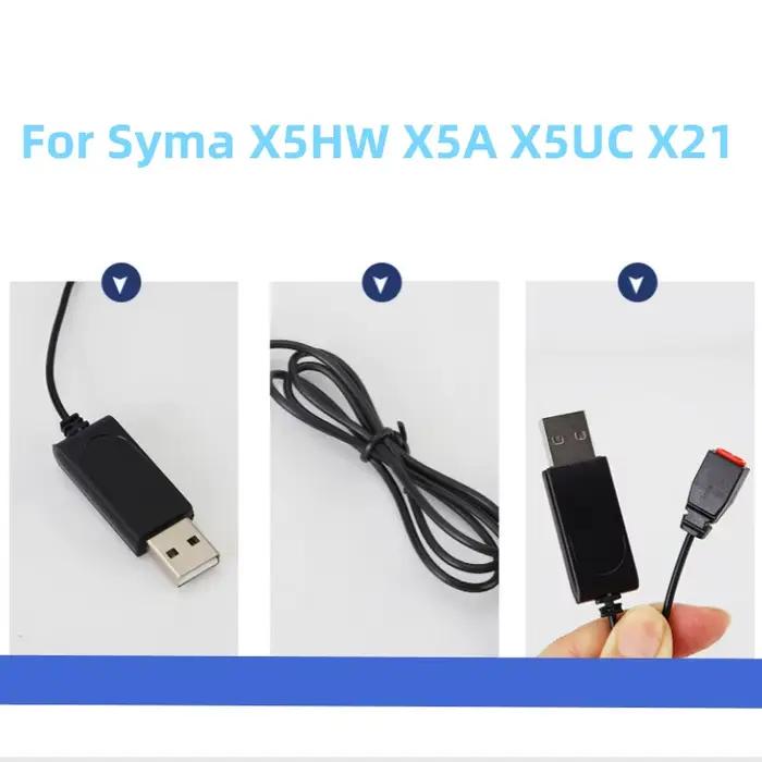 SYMA Drone câble de chargeur USB 2Pack 3.7V 1S cordon de charge de remplacement pour X21 X26 X5HW X5A-1 X5UW X9S X54HW X56W RC quadrirotor