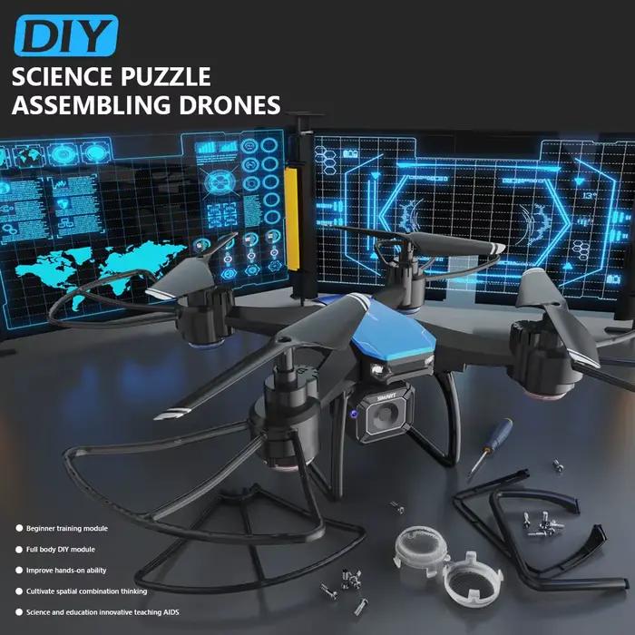 Drone RC JJRC H108 Double Caméra 4K Puzzle Scientifique Assemblage Intelligent Télécommande Quadrirotor Jouet Enfant Occasions Spéciales