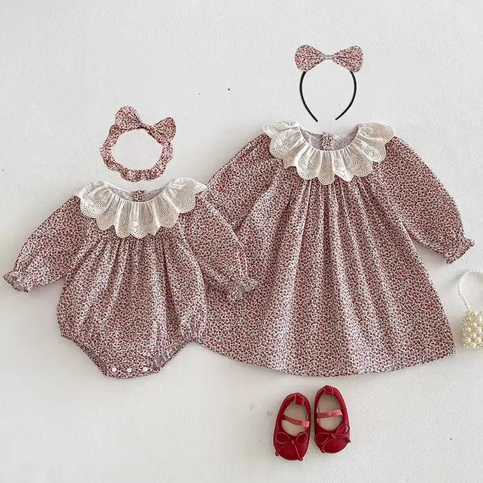 Nouvelle Robe de Printemps 2026 pour Filles, Robe de Princesse à Manches Longues en Coton Imprimé pour Enfants de 2 à 7 Ans, Robe de Soirée pour Fille, Barboteuse pour Bébé Fille