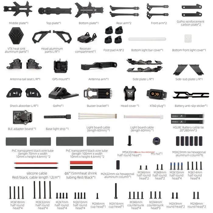 HGLRC Nblade PRO – Cadre de 7 pouces pour drone FPV Freestyle – Accessoires et kit de structure pour kit FPV RC