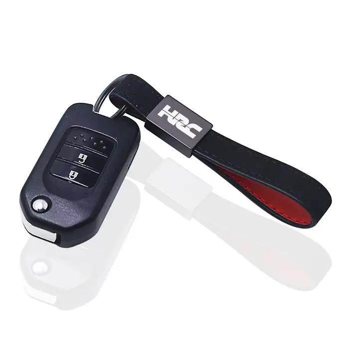 Porte-clés de moto en cuir pour honda HRC, accessoires de voiture