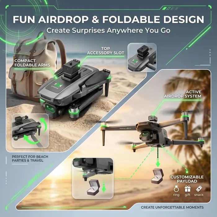 Nouveau Drone ZH8 2026 avec Caméra 4K et Écran, Moteur Brushless, 20 Min de Vol, Largage Aérien, Quadricoptère Pliable pour Photographie Aérienne