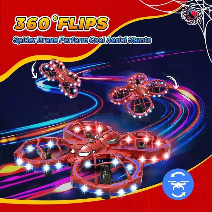 Drone Spider Modes 3 Vitesses Rouges Évitement Obstacles Mode Sans Tête Jouet Cadeau Enfant Occasions Spéciales Vol Extérieur Intérieur