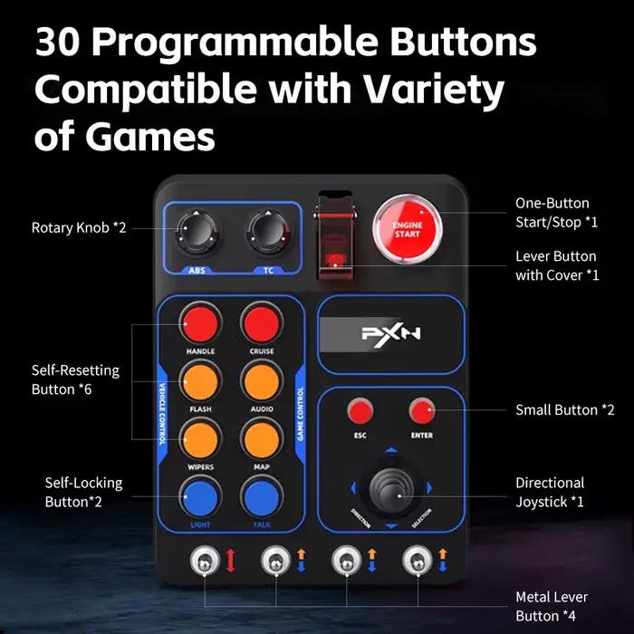 PXN CB1 simulateur course boîte de commande centrale 30 bouton Programmable levier de liaison un clic démarrage arrêt
