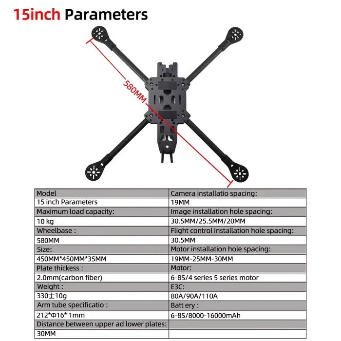 9IMOD FPV Freestyle cadre Kit Drone Fram 13/15 pouces en Fiber de carbone quadrirotor avec pièces d'impression pour RC