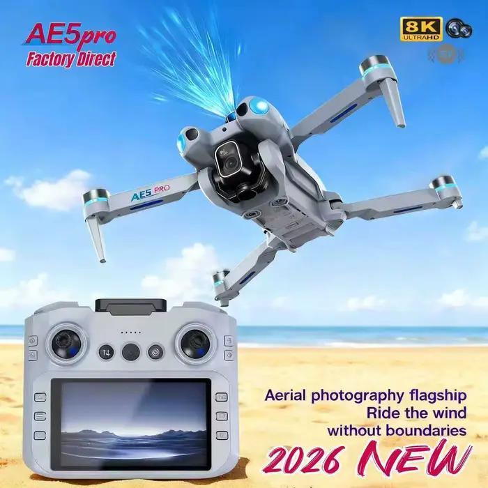 5KM 8K professionnel HD double caméra 2026 populaire nouveau AE5 GPS Drone 3 axes cardan 360 ° Jouet quadrirotor sans