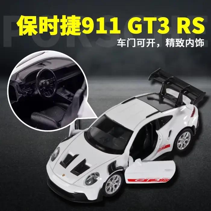 1:36 Porsche 911 992 GT3 RS modèle de voiture de course en alliage moulé sous pression en métal jouet modèle de voiture de sport haute Simulation Collection enfants cadeau