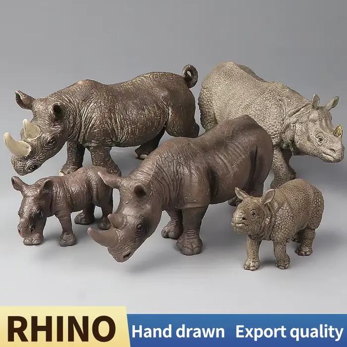 Simulation d'animal sauvage, modèle de rhinocéros indien en PVC, ornement de maison, jouet éducatif pour enfants, cadeau