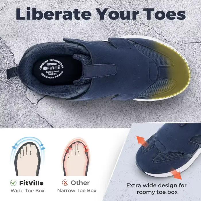 Chaussures pour diabétiques pour hommes, baskets larges à enfiler 2E pour pieds gonflés, chaussures de Sport de marche avec Support de voûte plantaire pour soulager la douleur au pied
