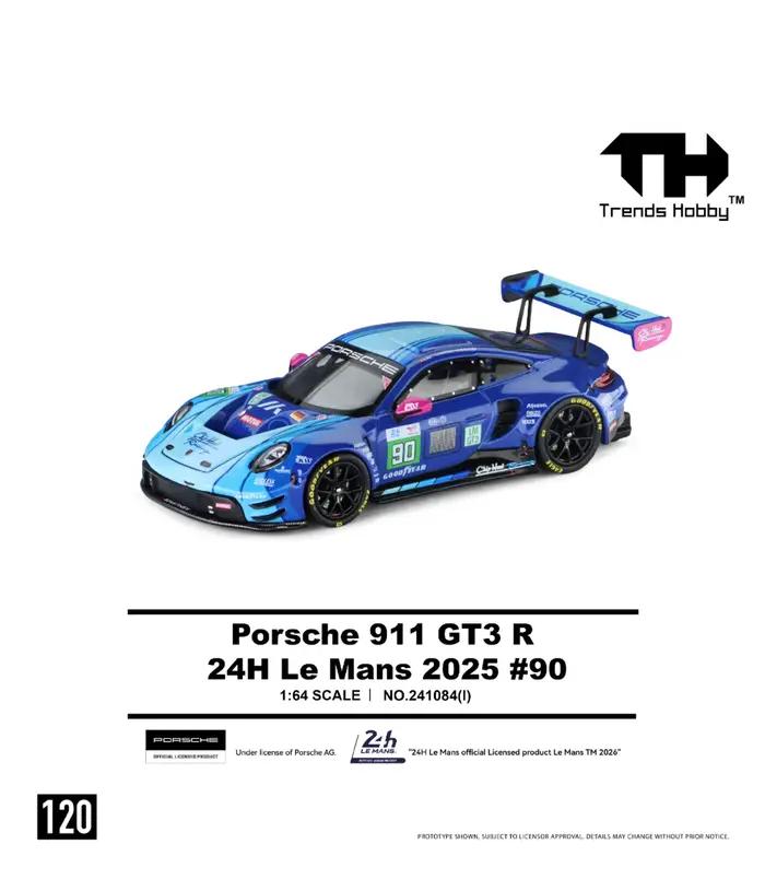 TH 1:64 Porsche 911 GT3 R-2025 Le Mans LMGT3 Modèle de voiture de course en alliage