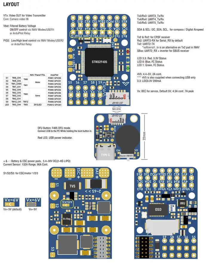 MATEK MATEKSYS F405-WMO contrôleur de vol STM32F405RGT6 ICM42688P 2 ~ 6S boîte noire OSD intégrée pour Drone à voilure fixe RC FPV F405