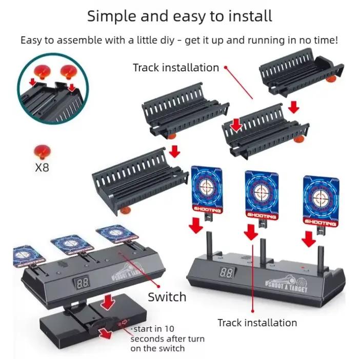 360 ° Cible de tir électronique mobile rotative avec retour automatique pour compétition de tir et jeu de fête
