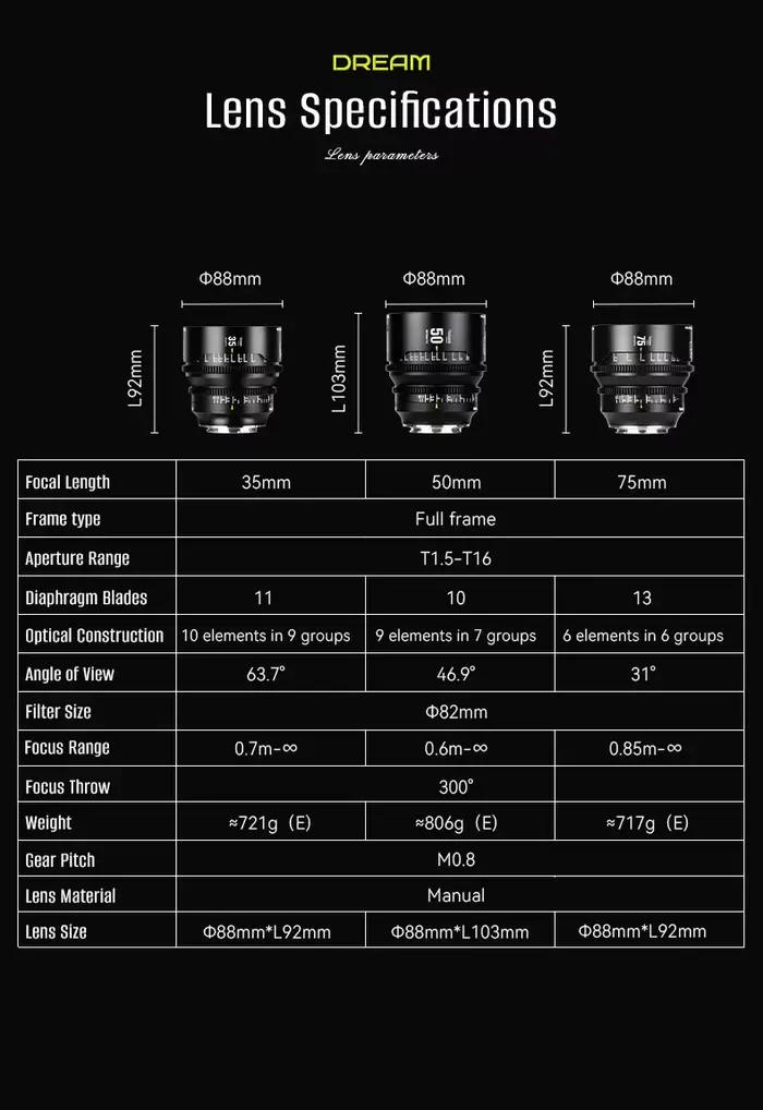 Objectif 7Artisans Dream Series 35mm Mise au Point Fixe Polyvalent Pour Photographie Professionnelle et Amateurs Occasions Spéciales