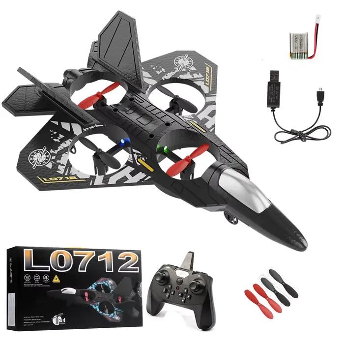 0712 RC avion 2.4G mousse cascadeur RC planeur avec lumières LED Rotation 360 une touche décollage