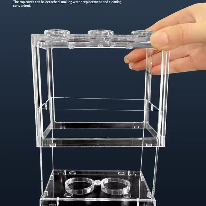 Mini aquarium en acrylique, boîte pour reptiles, aquarium empilable, cylindre paysager, algues marines pour la décoration de la maison et du bureau