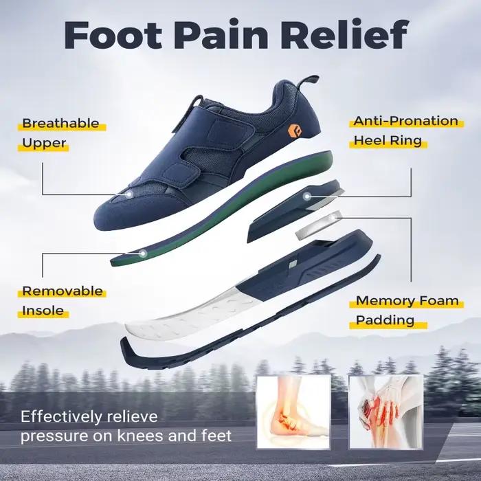 Chaussures pour diabétiques pour hommes, baskets larges à enfiler 2E pour pieds gonflés, chaussures de Sport de marche avec Support de voûte plantaire pour soulager la douleur au pied