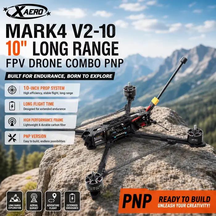 V2 10 pouces longue portée FPV Drone Combo PNP quadrirotor pour vol d'endurance