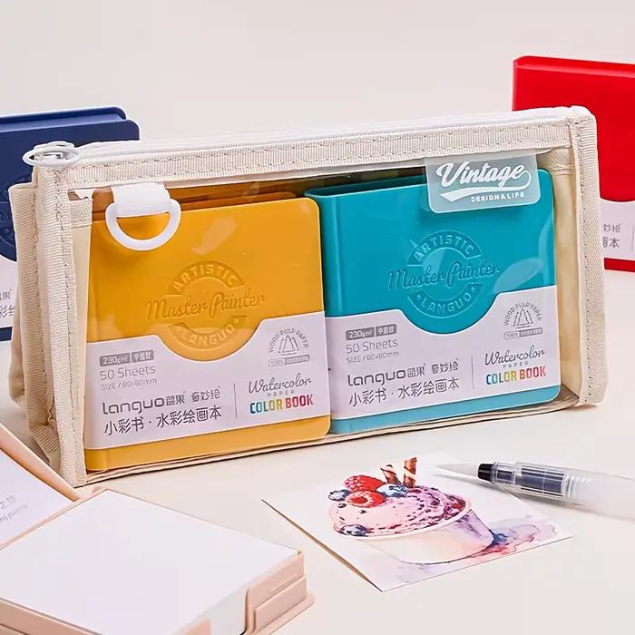 1 carnet de croquis pour aquarelle, comprenant 1 carnet et 1 stylo, chaque carnet contient 50 feuilles, mini carnet de croquis pour aquarelle, carnet de dessin portable | Parfait pour le dessin arti