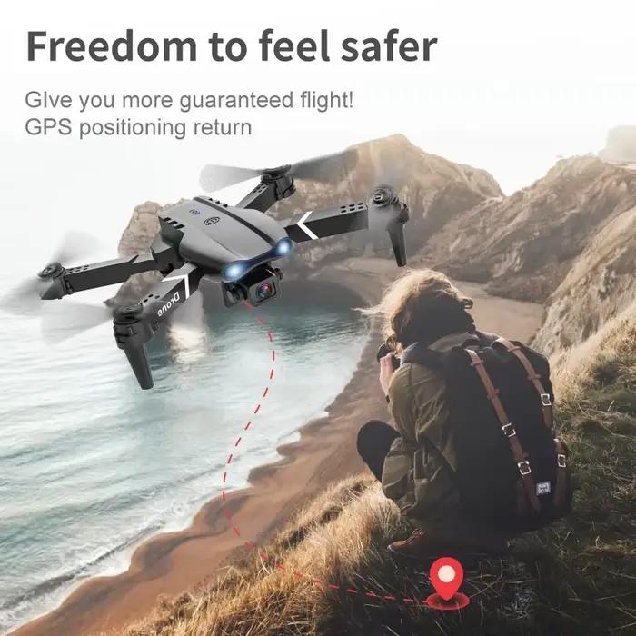 Drone E99 Pro FPV Hélicoptère RC 4K Caméra Grand Angle FPV Autonomie Longue Portée Cadeau Jouet Occasions Spéciales
