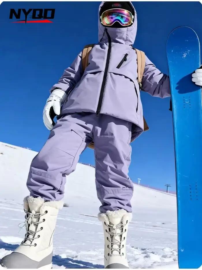 Vêtements de ski pour enfants, haut + bas, hiver, garçons, filles, combinaison de snowboard, coupe-vent, imperméable, veste de ski pour enfants, pantalon de neige