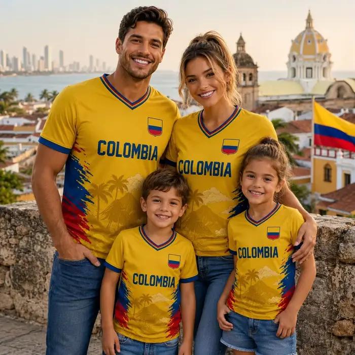Maillot de football Colombie 2026 – Cadeau pour les fans de la Colombie – T-shirt de l'équipe nationale – T-shirt sportif d'été pour homme – Décontracté – Été – Parent-enfant