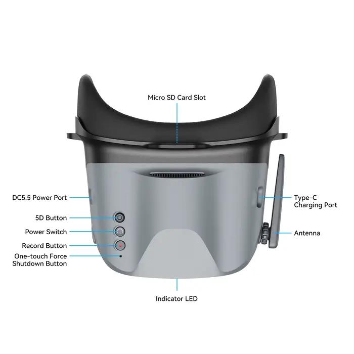 Lunettes FPV BETAFPV VR04 - Version analogique 800*480px HD avec écran LCD intégré et batterie 2000mAh pour drone modèle RC Aquila20