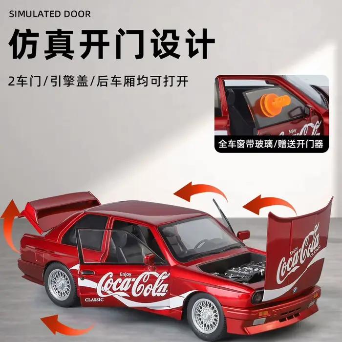 Modèle de voiture en alliage 1:24 Mazda RX7 BMW M3 Version Coca-Cola, version peinture classique, avec fonction sonore